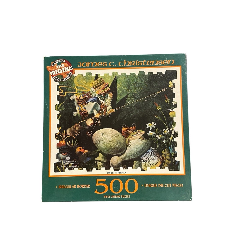 Ceaco James C Christensen Forest Fisherman 500 Piece Corkboard Puzzle 1994